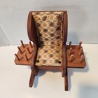 Mcm Thread Spool Holder Vintage Wooden Rocking Chair Pin Cushion Holder Sewing