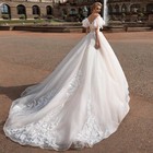 New A Line Wedding Dresses V Neck Applique Lace Backless Bridal Gown Custom Size