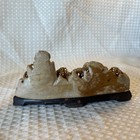 Vintage Chinese Soapstone Hand Carved Hard Stone Mountain Village Statue