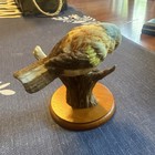 Finche Bird Resin Figurine On Wood Base Decorative Wood And Resin Bird Sculpture