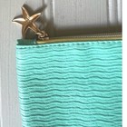 Ipsy Aqua Textured Zipper Cosmetics Bag Pouch With Starfish Charm New