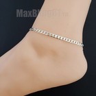 925 Sterling Silver Cuban Link Chain 4mm 10  Fashion Bling Anklet Bracelet
