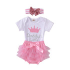 3pcs Newborn Baby Girl Outfits Clothes Romper Tutu Dress Jumpsuit Bodysuit Set