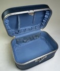 Vtg Trojan Train Case Luggage Makeup Box Handheld Blue Guc 1960s Vanity Usa Mcm