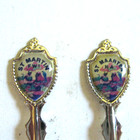 St Martin   St Maarten Collector Souvenir Spoons Caribbean Parrot Palm Tree Ship