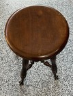 1800   s Lyon   Healy Antique Adjustable Mahogany Piano Stool Glass Claw ball Feet