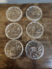 Vintage Cut Glass Drink Coasters Pinwheel And Star  Set Of 6 Euc 
