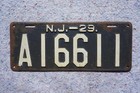 1929 New Jersey License Plate