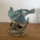 Homco Masterpiece Porcelain Blue Jay Bird Figurine On Branch - 1985