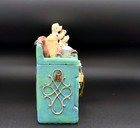 Vintage Miniature Antique Stove W Playful Pups Kitchen Trinket   Coin Box Scene