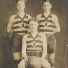 Vintage Rppc Photo Athletic Muscular Men Basketball Team Uniforms Ball 1927