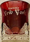 Vintage Ruby Red Flash Glass Souvenir Handled 2-1 2  Cup New York 
