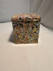 Vtg Daher Tin Floral Flowers Hinged Lid Square 1960   s - 1970 s England Used Rare