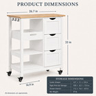 Rolling Kitchen Prep Cart W  Wood Top 3 Drawers 2 Shelves   Locking Casters