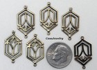  3008 Antiqued Brass 2 Ring Celtic Style Connector - 6 Pcs