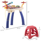 2 In 1 Kids Piano Keyboard Drum Set With Sounds  Lights  Microphone  Stool