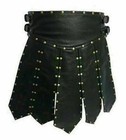 Real Leather Men s Sexy Kilt Gladiator Gay Club Wear Larp Real Halloween Costume
