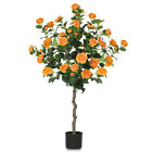 49 2  Outdoor Artificial Camellia Tree Flower Plants Faux Plant Blooming Tree