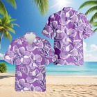 Purple Floral Hibiscus Flower Aloha Beach Vacation Summer Hawaiian Shirt