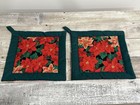 Amish Made Christmas Poinsettia Pot Holders Set Of 2 Holiday Decor 8x8 - New