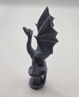 Gray Resin Standing Winged Dragon Figurine Unpainted 5  Tall