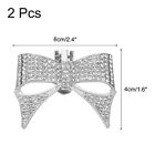 2pcs Rhinestone Shoe Clips Shoes Bowknot  Accessories For Women Silver Tone