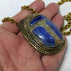 Ancient Egyptian Blue Scarab Copper Necklace  Vintage Style Handmade Jewelry