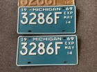Rare 1969 Michigan Half Year License Plate Plates Pair Nos All Original Chevy