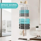 Towel Racks Bathroom 3 Tier Metal Towel Holder W  Shelf   6 Hooks 29 Inch Wall