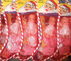 Vtg 13  Mesh Net Girls Christmas Stocking W vintage Doll  Kitty Comb  Game  more