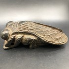 Old China black Jade stone collection hand-carved cicada statue  136