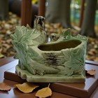 Mccoy Vtg Ceramic Bird Planter Figurine Green Beige Brown Decorative Mcm Crazing