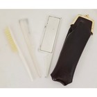 Vintage  new  1970 s Purse Grooming Set Brush Comb Mirror With Brown Case