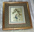 Vintage Chinese Embroidered Silk Crane Bird Textile Gilt Wood Frame Wall Art