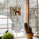 Stained Glass Window Panel Suncatcher Woodland Hangin Chain Deer Brown And Amber