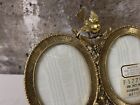 Vintage Matson 24 Kt Gold Plated Double Picture Frame Dogwood Gold Bird 5 x6 