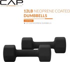 12 Lb Neoprene Dumbbell Weights - Black Hand Weights Pair For Training