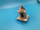 Vtg Sugared Brown And White Puppy Dog Sitting On Pillow Figurine Japan