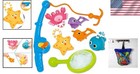 Water Play Fishing Toy Set With Soft Squirters   Net - Bath Time 8 Pack For Kids