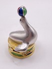 Vintage Est  e Lauder Solid Perfume Compact  Juggling Seal   2000 Dazzling Silver