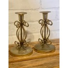 Brass Candle Holders   Vintage Brass   Candlestick Set Of Two   Vintage Style