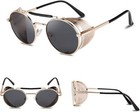 Retro Gothic Steampunk Sunglasses Black  Gold Polarized Metal Frame Glasses