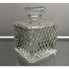 Vintage Decanter Set Of 2 Clear Japan Diamond Marquise Stopper Pair 60s Mcm Bar