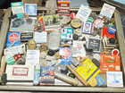 Vintage Junk Drawer Lot Matches Buttons Lighter Pins Medals Coins Military