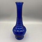 Vintage 8  Cobalt Blue Beehive Glass Bottle Vase Mid-century Modern  Marked Usa