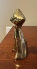 Vintage Brass Mcm Siamese Cat Solid Brass Small Sitting Abstract Figure Statue