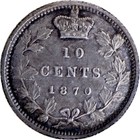 Silver Canada 1870 Victoria 10 Cent  Round 0  Very Fine