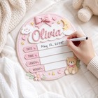 Personalized Baby Birth Announcement Sign  Wooden Newborn Name Board
