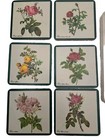 6 Vtg Schuberth Flowers Drink Coasters Cottagecore Cork Screw Back  J