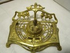 Antique Brass Art Nouveau Desk Tabie Inkwell Golden Floral Pattern 1920   s 5 5    W